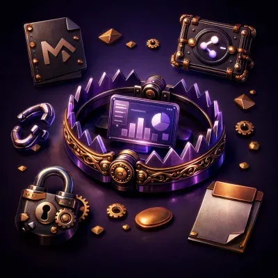 A bear trap rendered in dark steampunk style representing the headless CMS trap